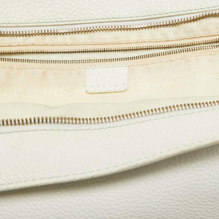 Pre Owned Celine White Leather Bittersweet Studded Hobo