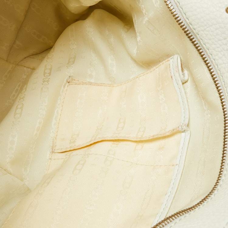 Pre Owned Celine White Leather Bittersweet Studded Hobo