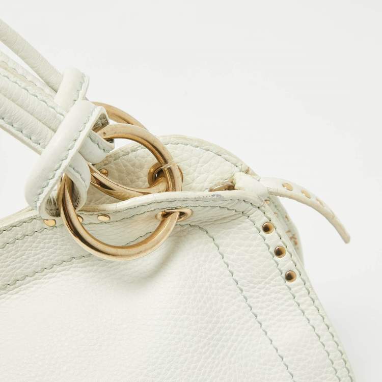 Pre Owned Celine White Leather Bittersweet Studded Hobo