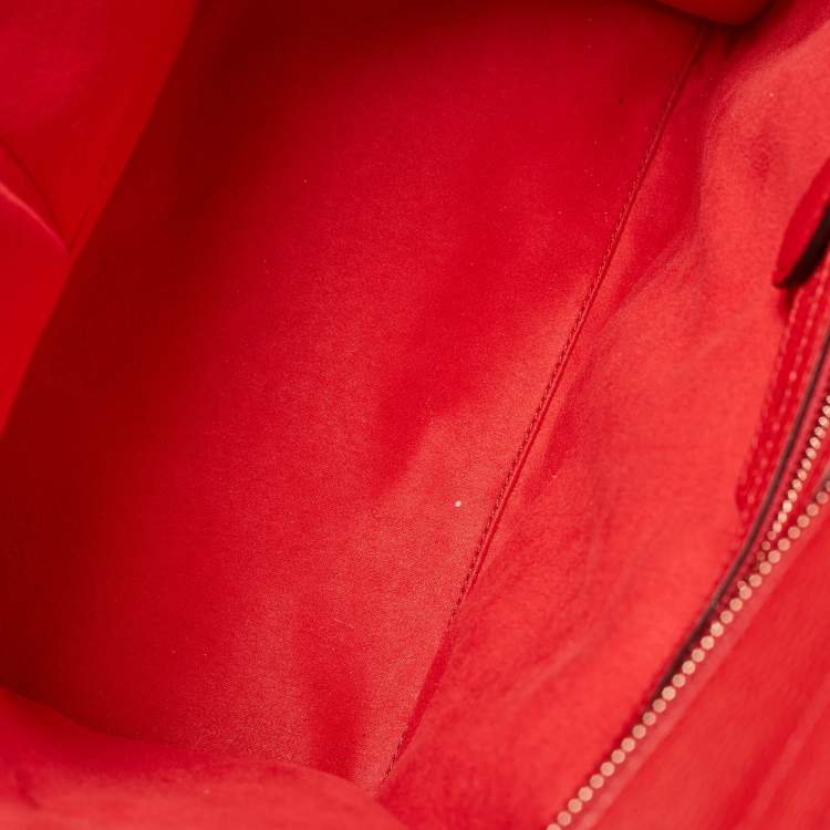 Pre Owned Celine Red Leather Mini Luggage Tote