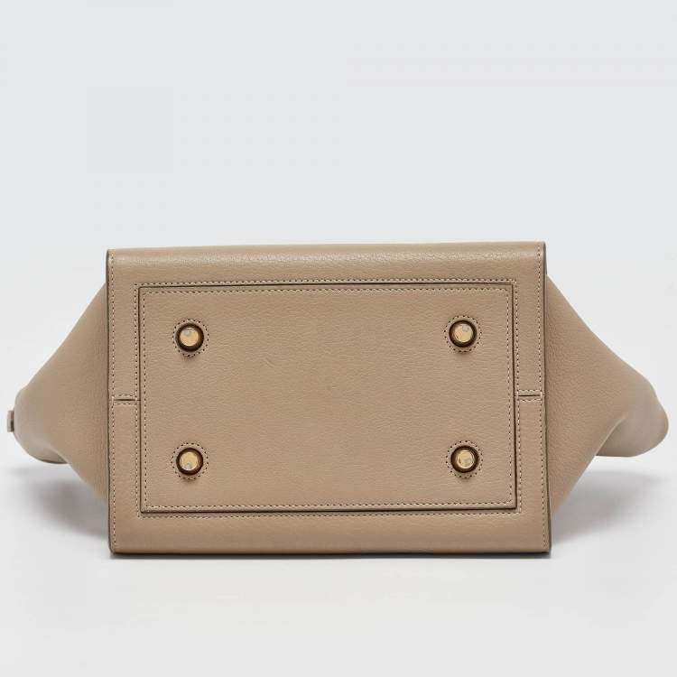 Pre Owned Celine Beige Leather Mini Tie Tote