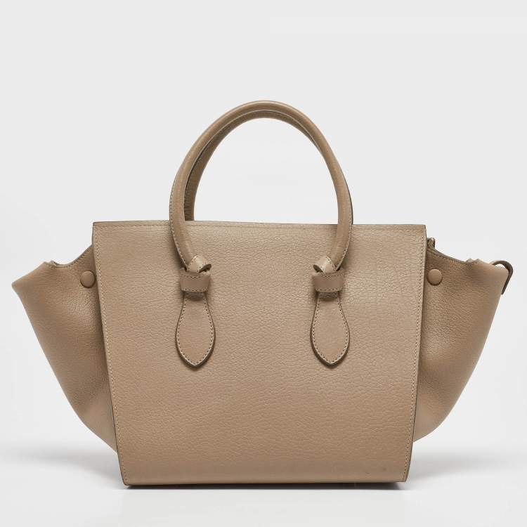 Pre Owned Celine Beige Leather Mini Tie Tote