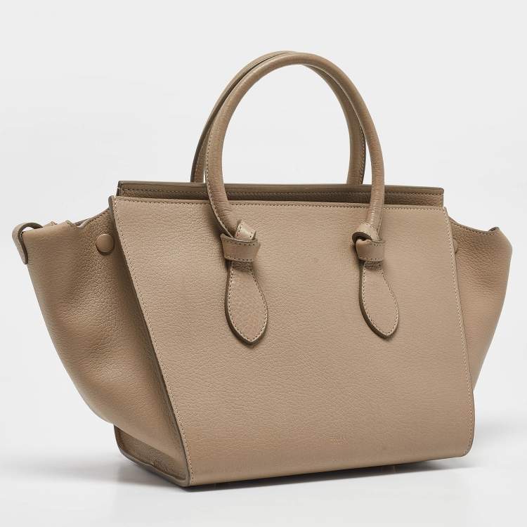 Pre Owned Celine Beige Leather Mini Tie Tote