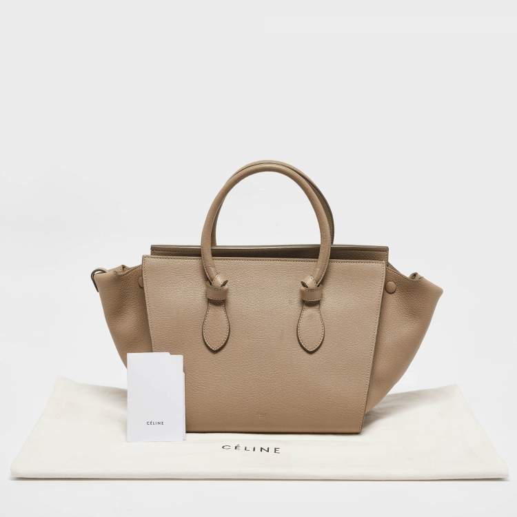 Pre Owned Celine Beige Leather Mini Tie Tote