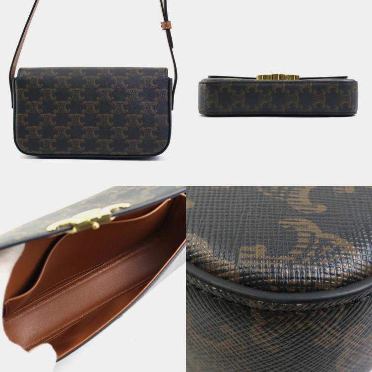 Pre Owned Celine Brown Canvas Triomphe Shoulder Bag