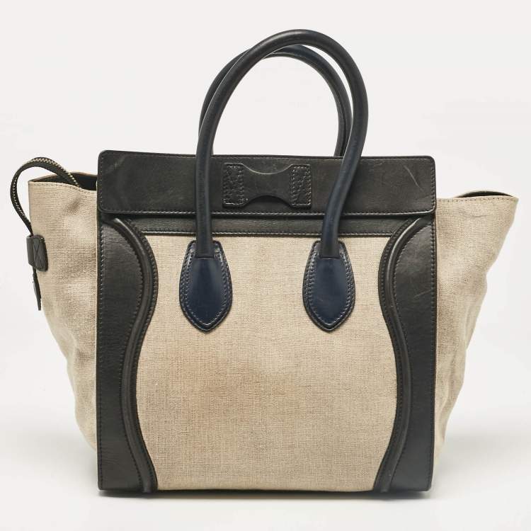 Pre Owned Celine Multicolor Canvas and Leather Mini Luggage Tote