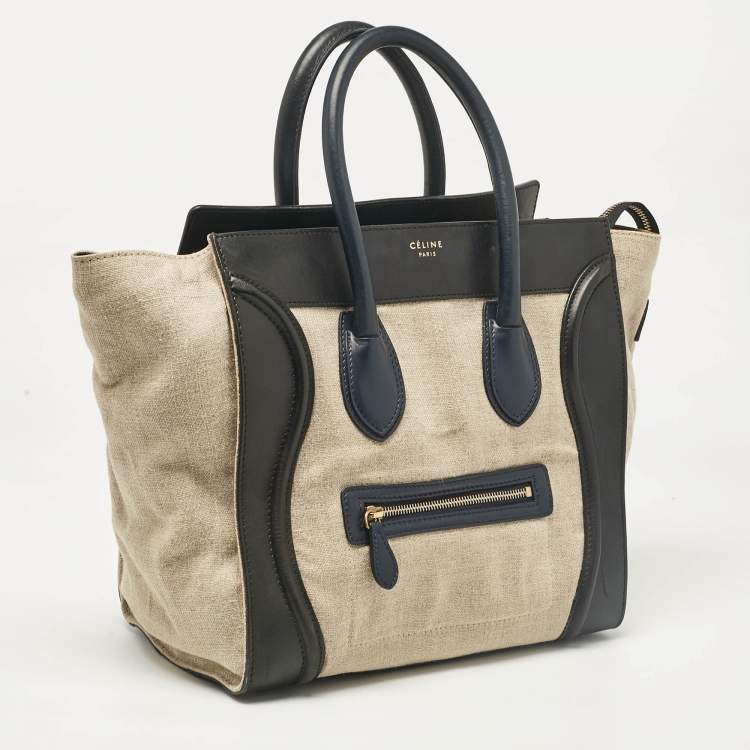 Pre Owned Celine Multicolor Canvas and Leather Mini Luggage Tote