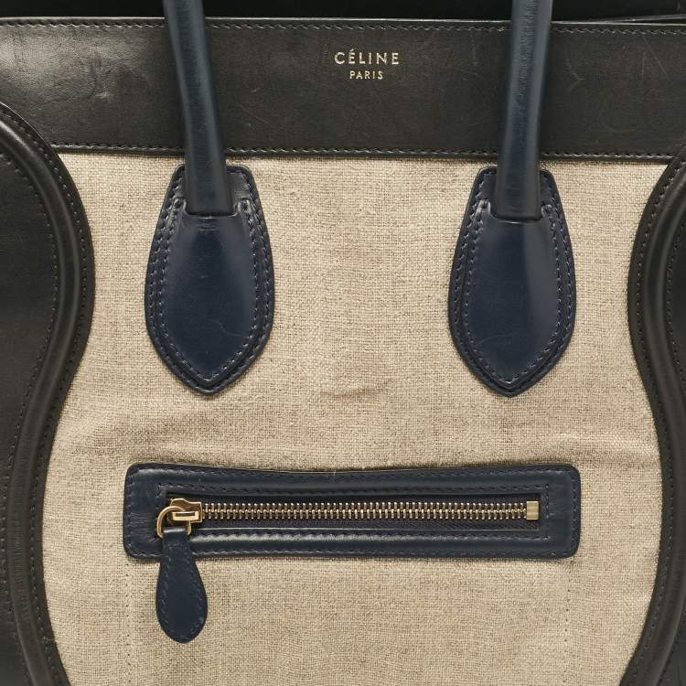 Pre Owned Celine Multicolor Canvas and Leather Mini Luggage Tote
