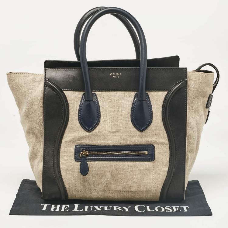 Pre Owned Celine Multicolor Canvas and Leather Mini Luggage Tote