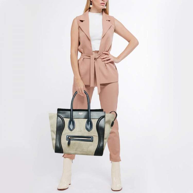 Pre Owned Celine Multicolor Canvas and Leather Mini Luggage Tote