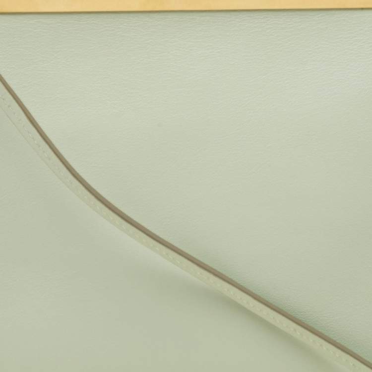 Pre Owned Celine Light Green Leather Clasp Crossbody Bag