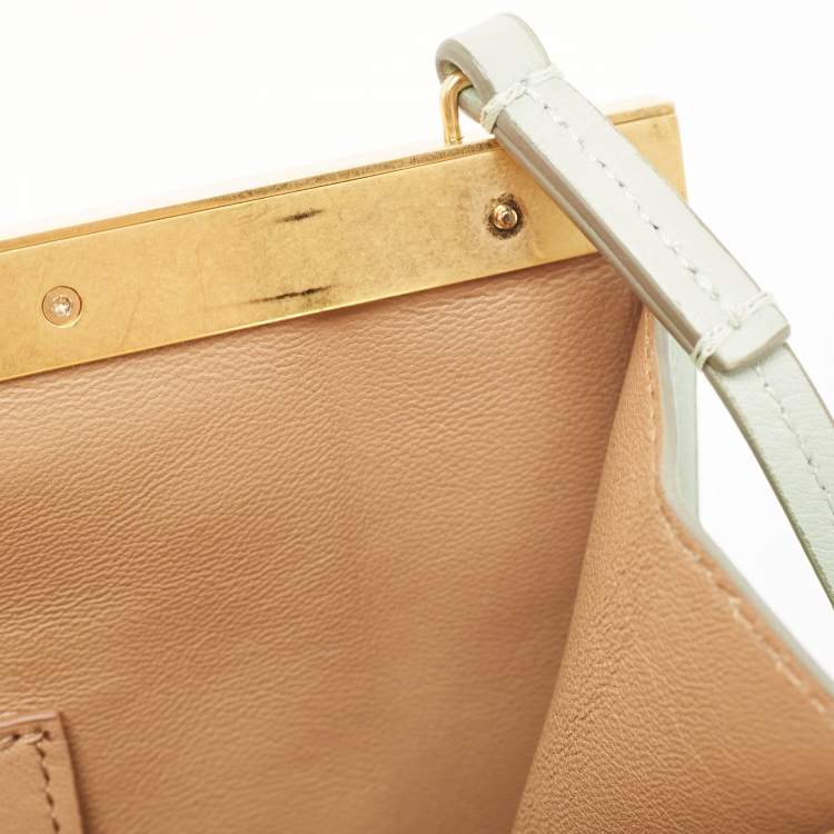 Pre Owned Celine Light Green Leather Clasp Crossbody Bag