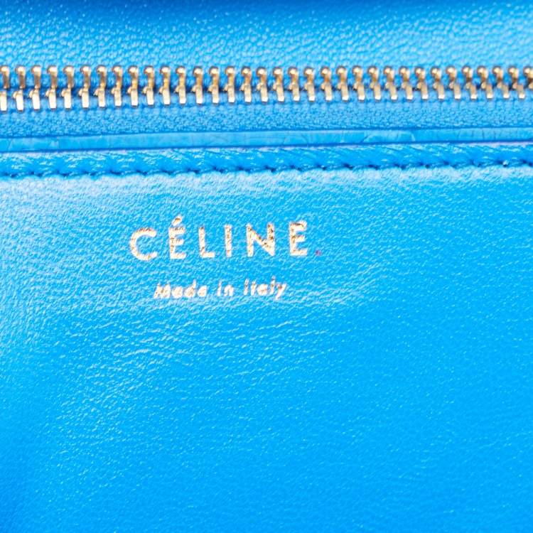 Pre Owned Celine Blue Python Medium Classic Box Shoulder Bag