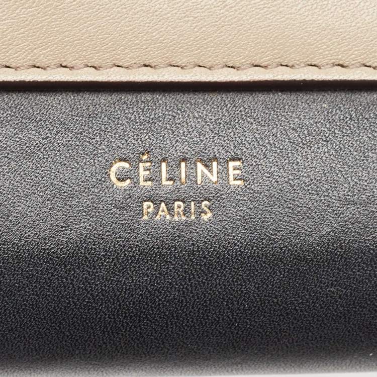 Pre Owned Celine Tricolor Leather Pocket Envelope Wallet On Chain