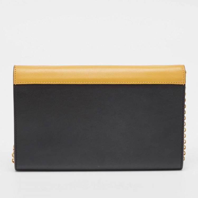 Pre Owned Celine Tricolor Leather Pocket Envelope Wallet On Chain