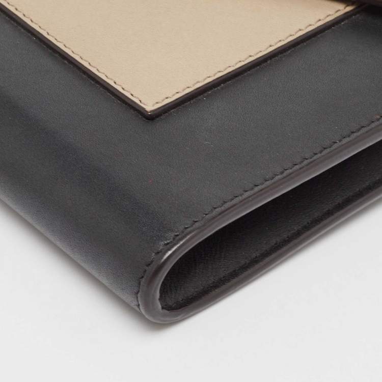 Pre Owned Celine Tricolor Leather Pocket Envelope Wallet On Chain