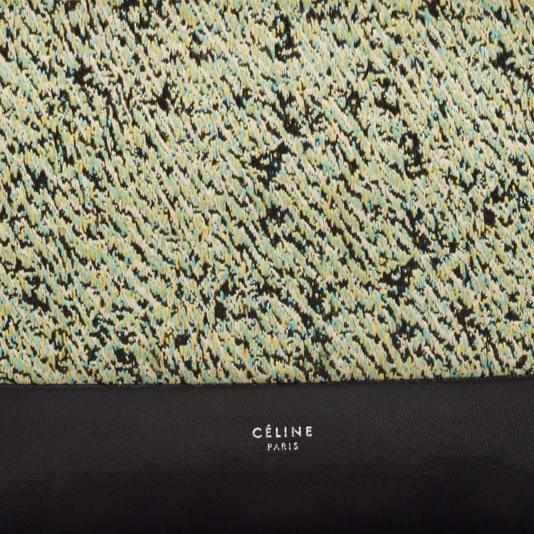 مملوكة مسبقًا Celine Green/Black Textured Fabric and Leather Solo Pouch