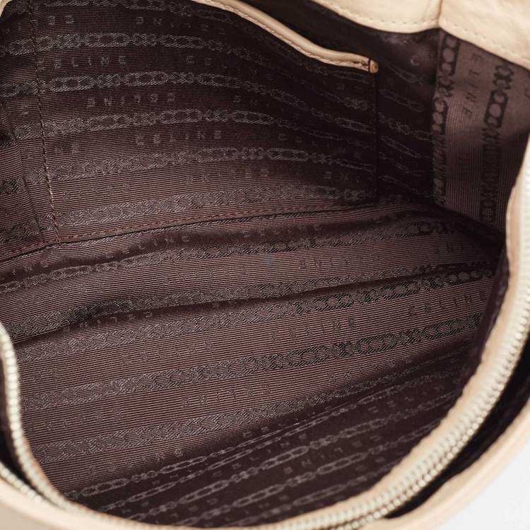 Pre Owned Celine Beige Leather Turnlock Flap Shoulder Bag