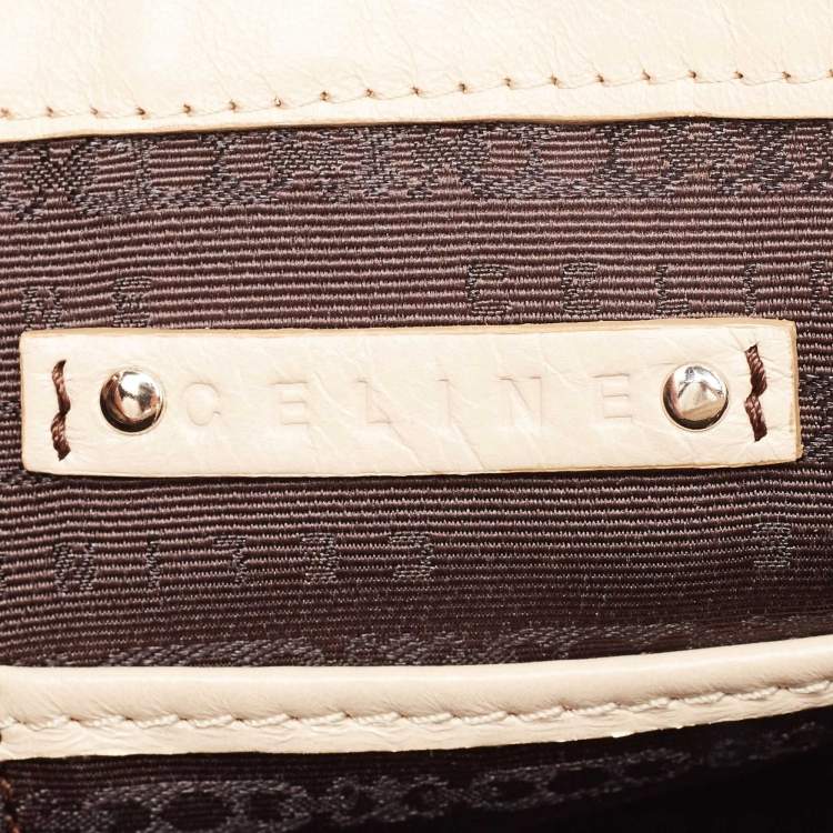 Pre Owned Celine Beige Leather Turnlock Flap Shoulder Bag