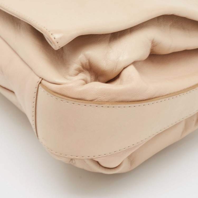 Pre Owned Celine Beige Leather Turnlock Flap Shoulder Bag