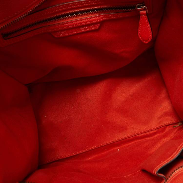 Pre Owned Celine Orange Leather Mini Luggage Tote