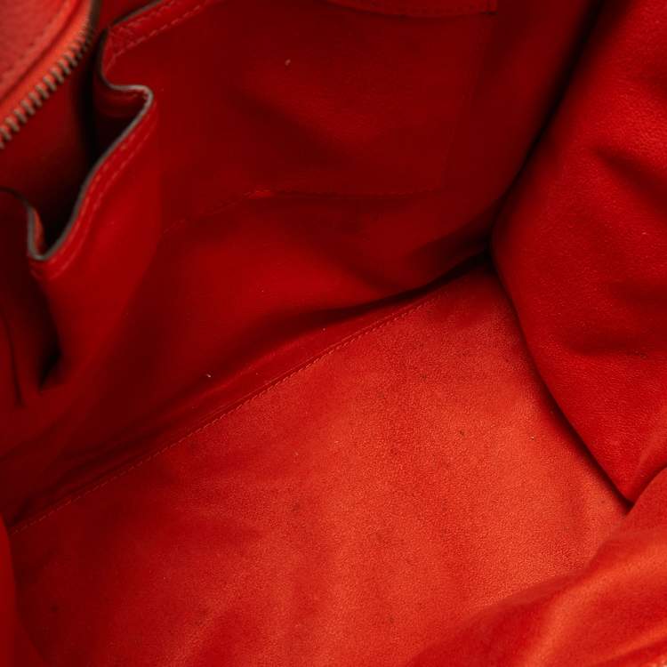 Pre Owned Celine Orange Leather Mini Luggage Tote