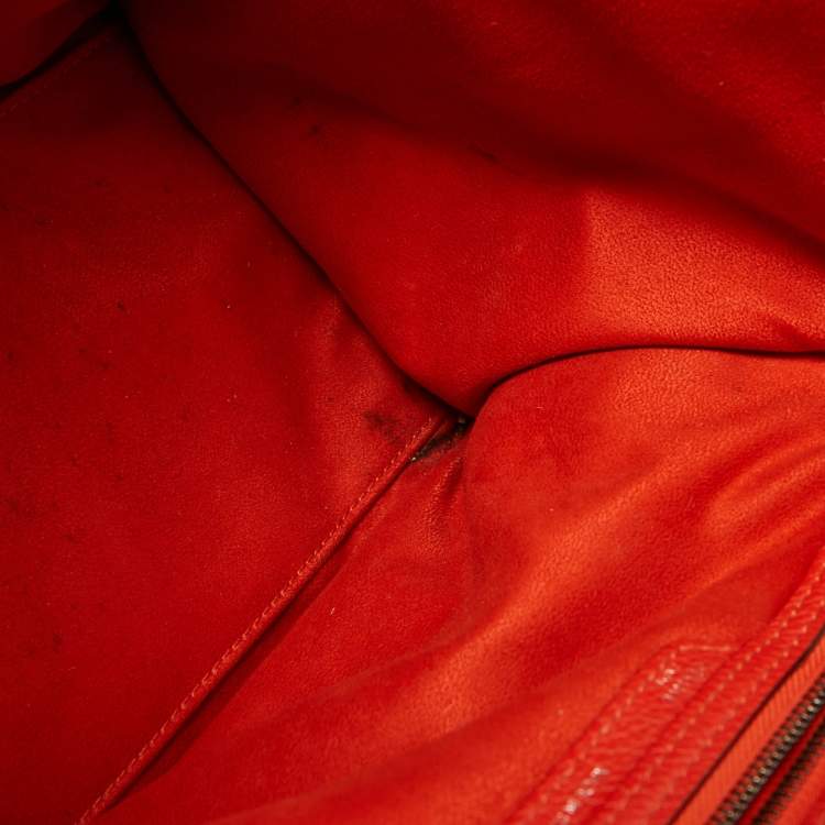 Pre Owned Celine Orange Leather Mini Luggage Tote