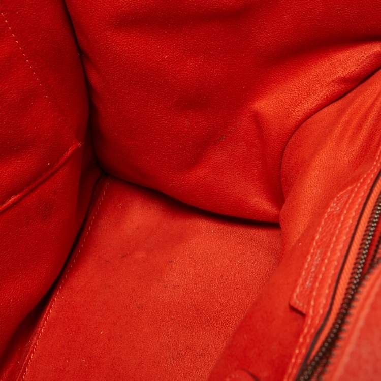 Pre Owned Celine Orange Leather Mini Luggage Tote