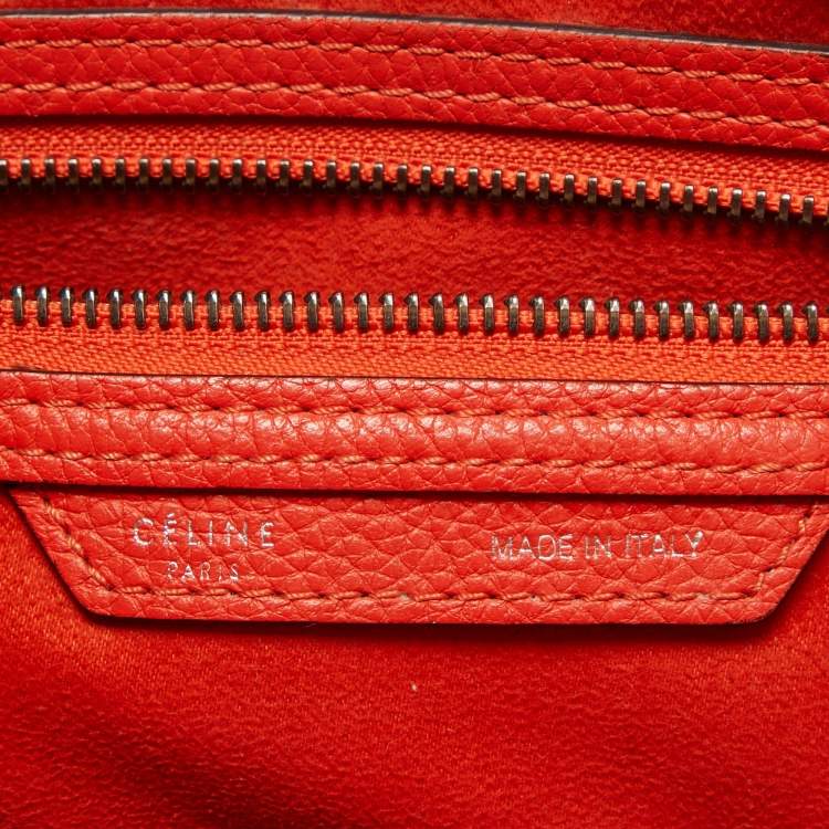 Pre Owned Celine Orange Leather Mini Luggage Tote