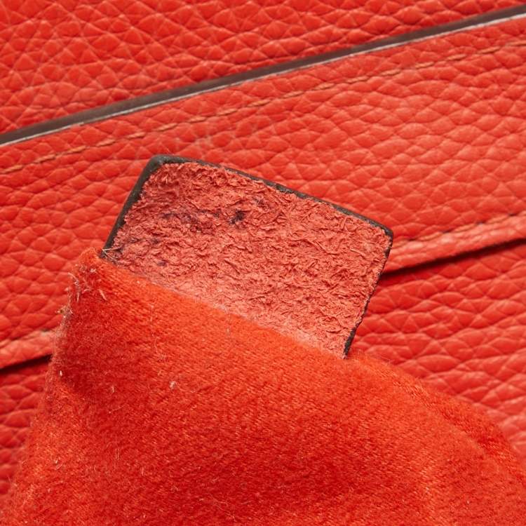 Pre Owned Celine Orange Leather Mini Luggage Tote