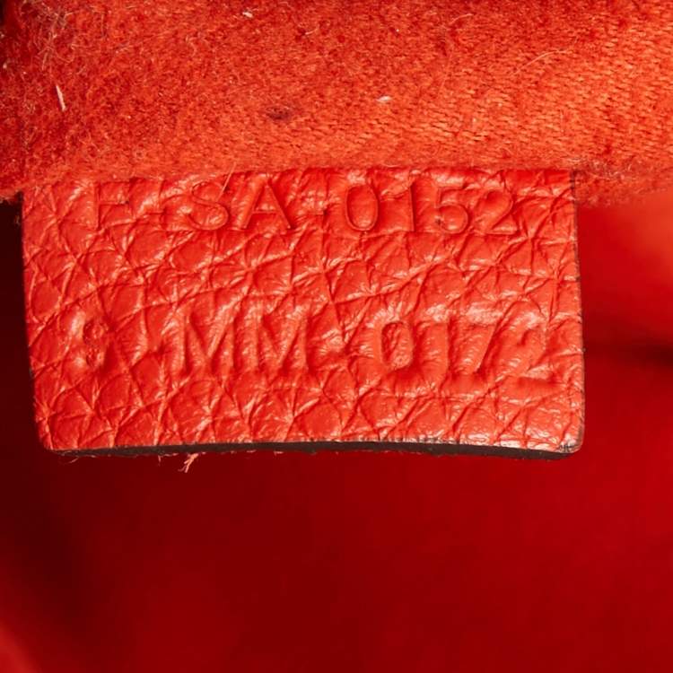 Pre Owned Celine Orange Leather Mini Luggage Tote