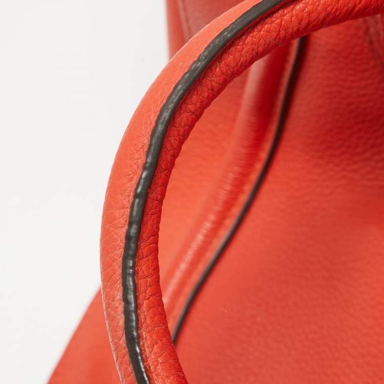 Pre Owned Celine Orange Leather Mini Luggage Tote