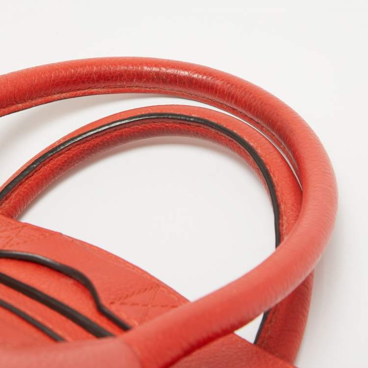 Pre Owned Celine Orange Leather Mini Luggage Tote