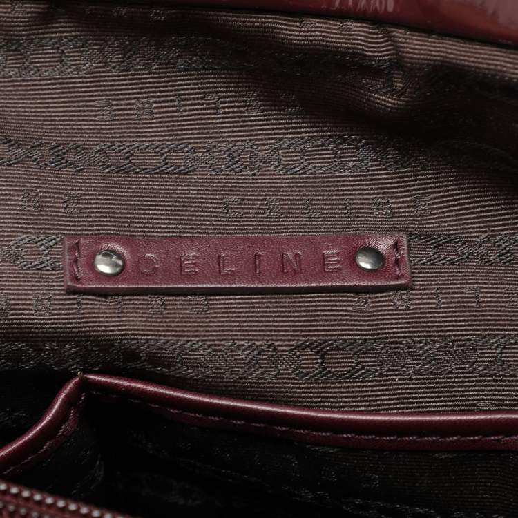 Pre Owned Celine Burgundy Patent Leather Front Pocket Satchel