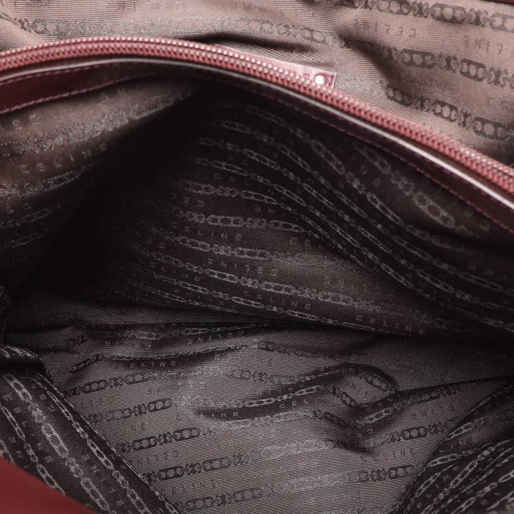 Pre Owned Celine Burgundy Patent Leather Front Pocket Satchel