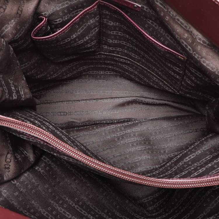 Pre Owned Celine Burgundy Patent Leather Front Pocket Satchel