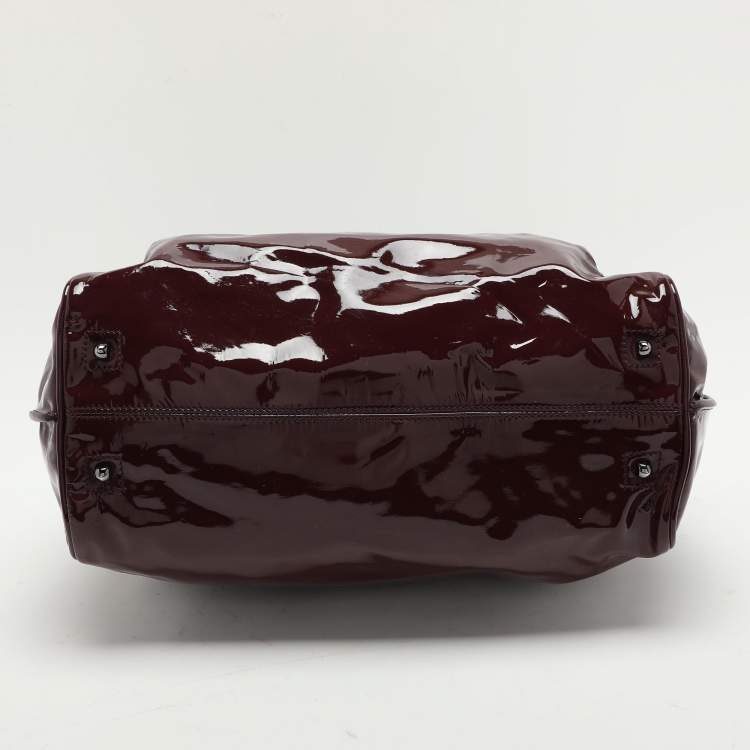 Pre Owned Celine Burgundy Patent Leather Front Pocket Satchel