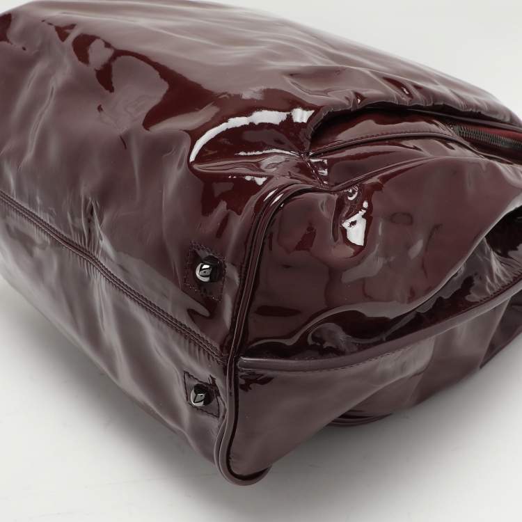 Pre Owned Celine Burgundy Patent Leather Front Pocket Satchel