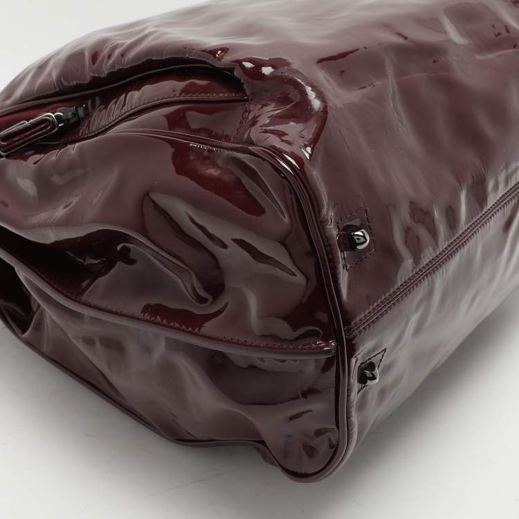 Pre Owned Celine Burgundy Patent Leather Front Pocket Satchel