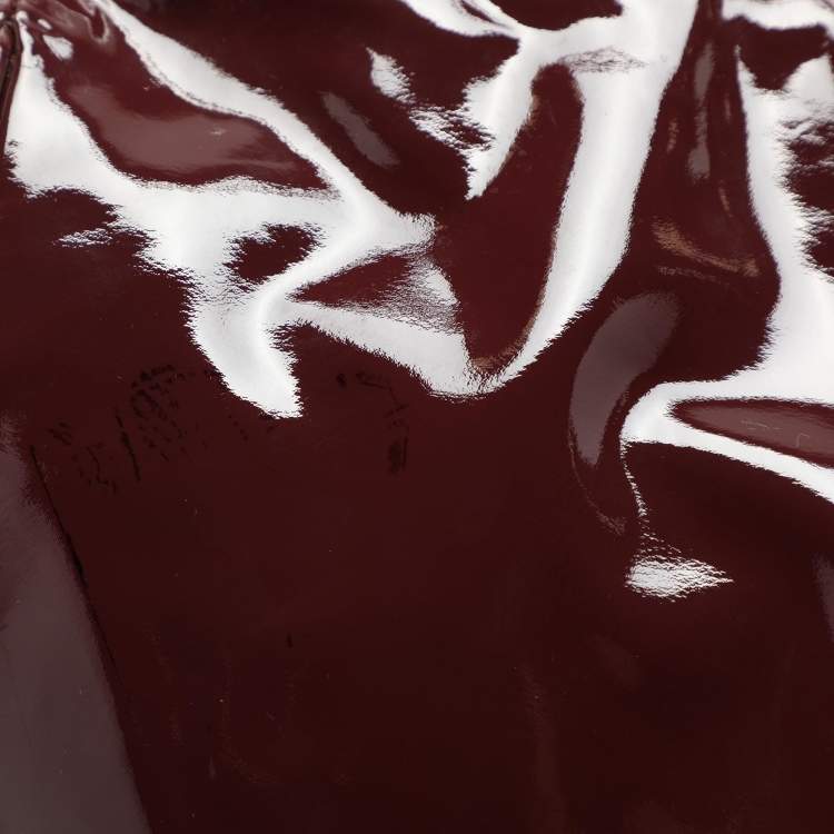 Pre Owned Celine Burgundy Patent Leather Front Pocket Satchel