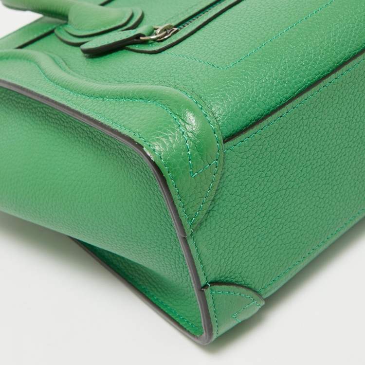 Pre Owned Celine Green Leather Nano Luggage Tote