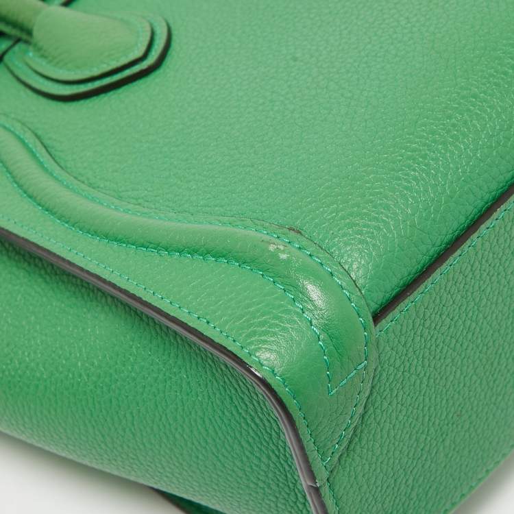Pre Owned Celine Green Leather Nano Luggage Tote