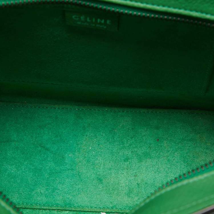 Pre Owned Celine Green Leather Nano Luggage Tote