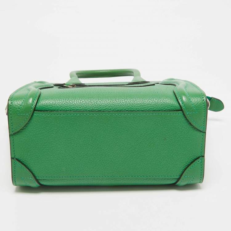 Pre Owned Celine Green Leather Nano Luggage Tote