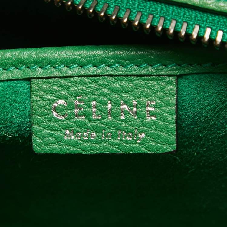 Pre Owned Celine Green Leather Nano Luggage Tote