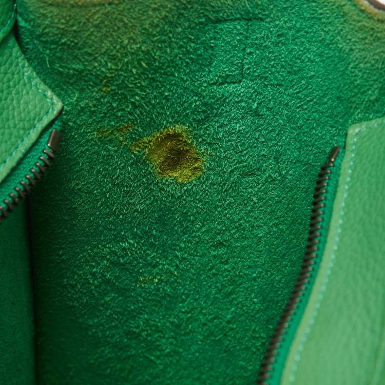Pre Owned Celine Green Leather Nano Luggage Tote