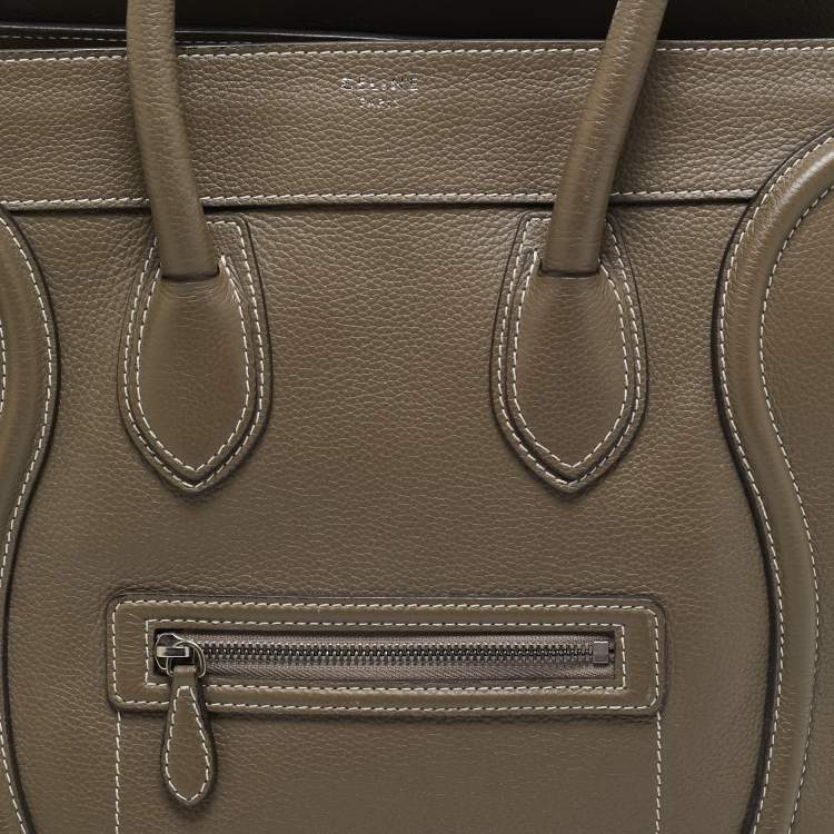 Pre Owned Celine Dark Beige Leather Mini Luggage Tote