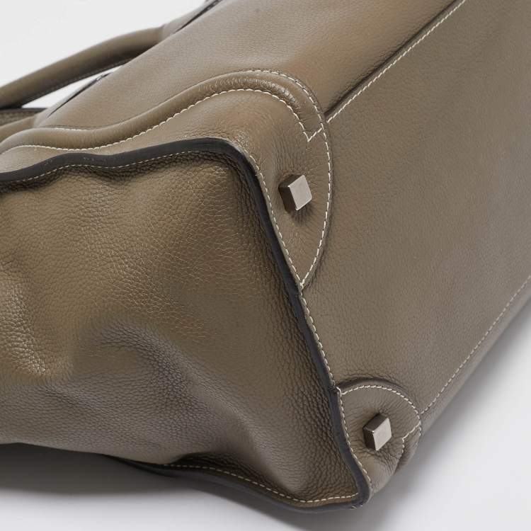 Pre Owned Celine Dark Beige Leather Mini Luggage Tote