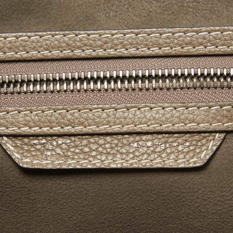 Pre Owned Celine Dark Beige Leather Mini Luggage Tote