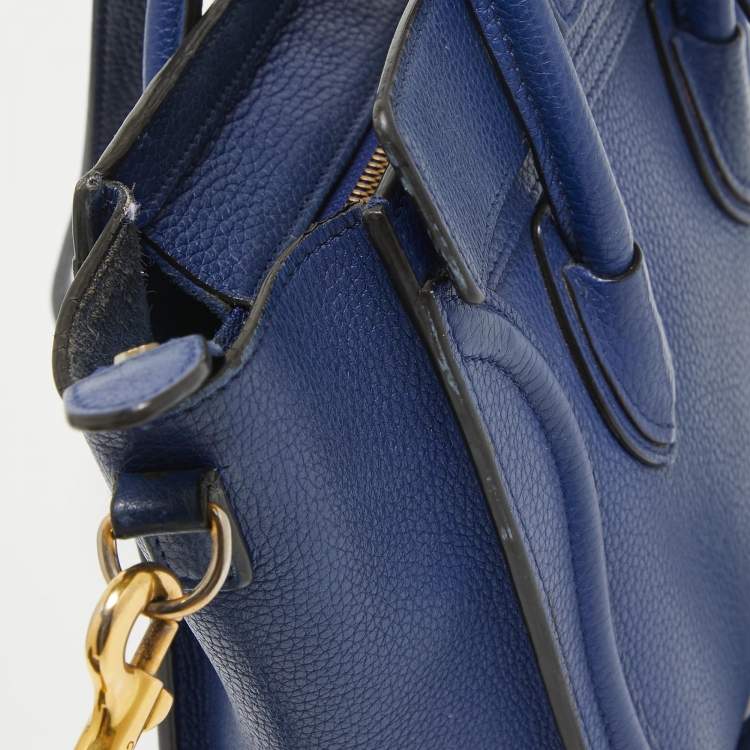 Pre Owned Celine Blue Leather Nano Luggage Tote